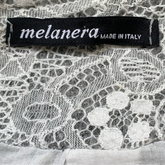 Melenara Women’s Dressy Cardigan Size Medium Grey Cream Lace Snaps Made in Italy - Picture 9 of 11